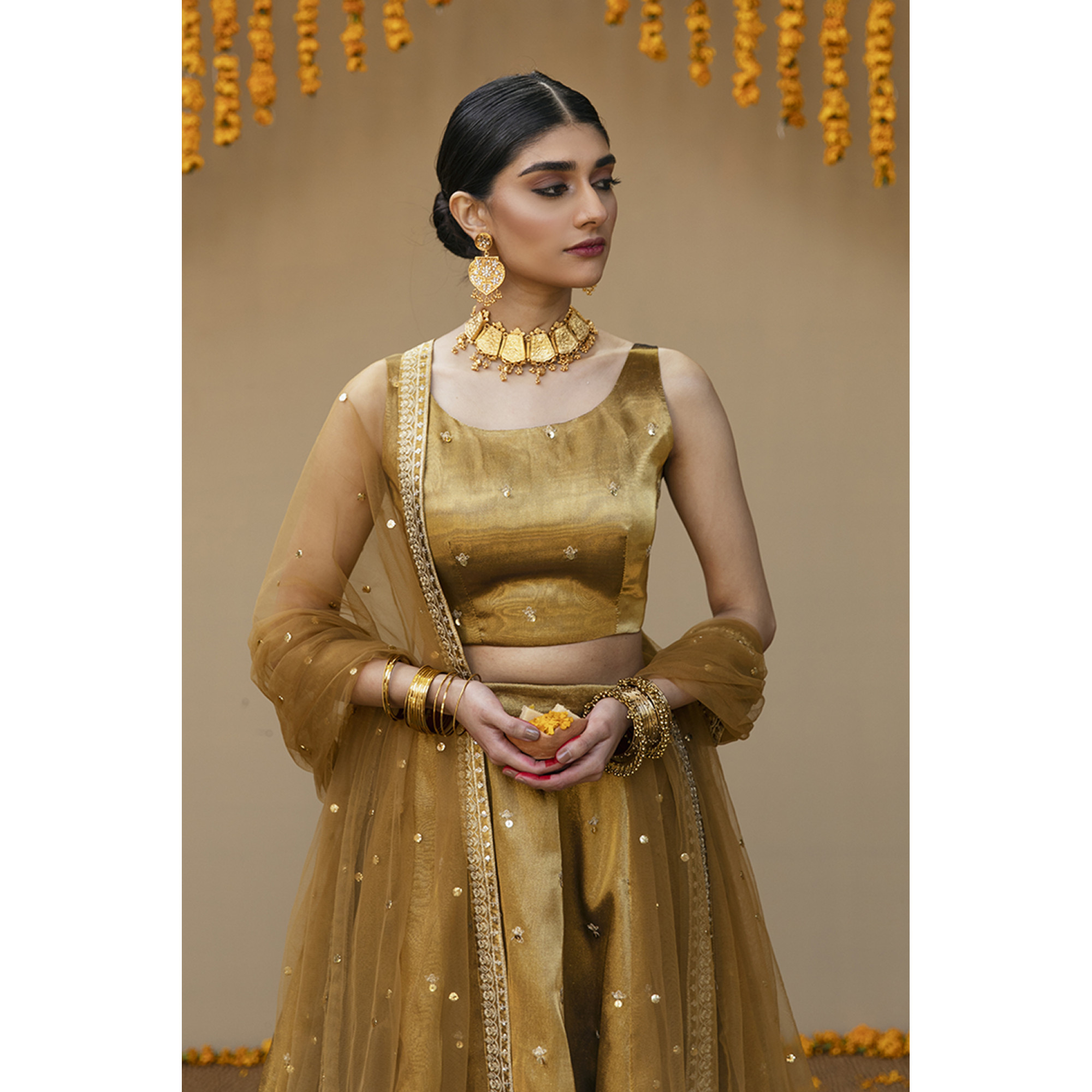 Gold Lehanga Choli